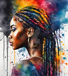Colorful Black Woman Watercolor Painting