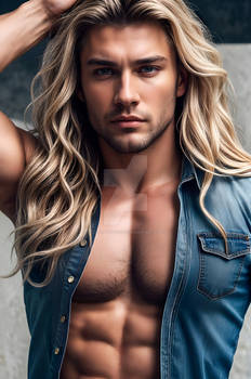 Muscular Man With Long Blond Hair
