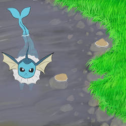 Vaporeon in a Pond