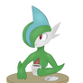 Gallade having some coffee