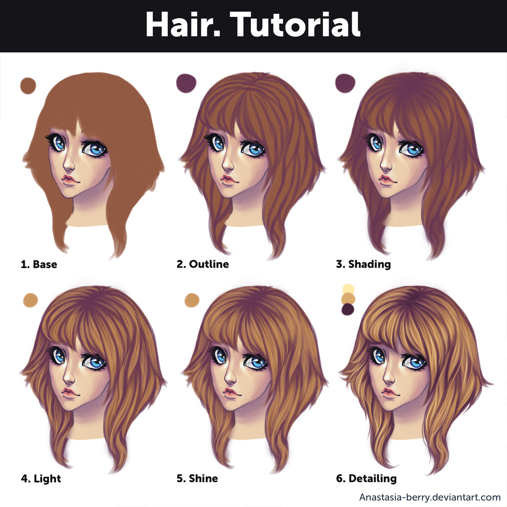 Hair. Tutorial by Anastasia-berry on DeviantArt