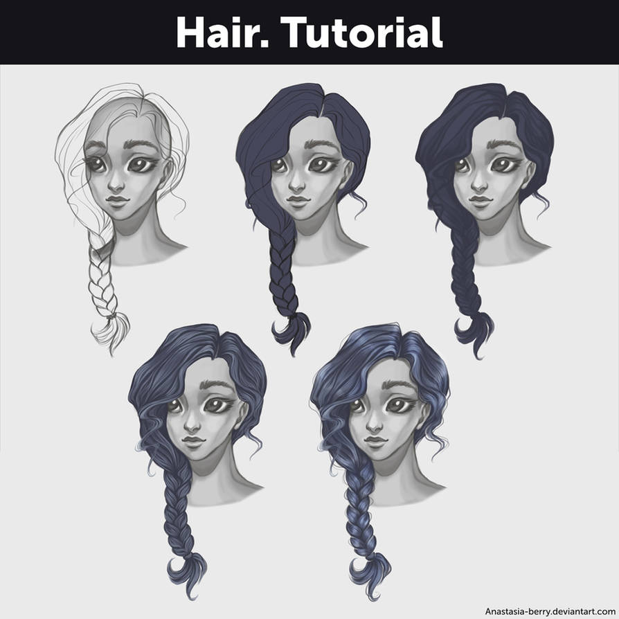 Hair. Tutorial by Anastasia-berry on DeviantArt