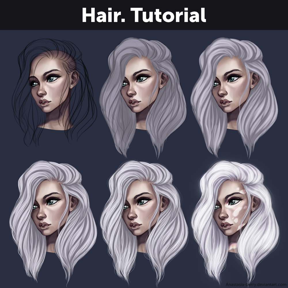 Hair. Tutorial by Anastasia-berry on DeviantArt