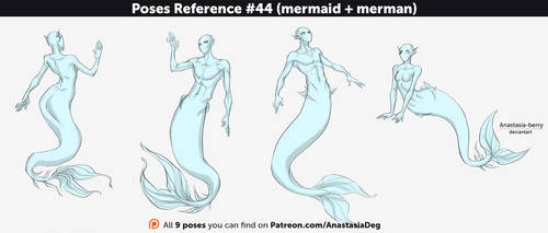 Poses Reference #44 (mermaid + merman) by Anastasia-berry