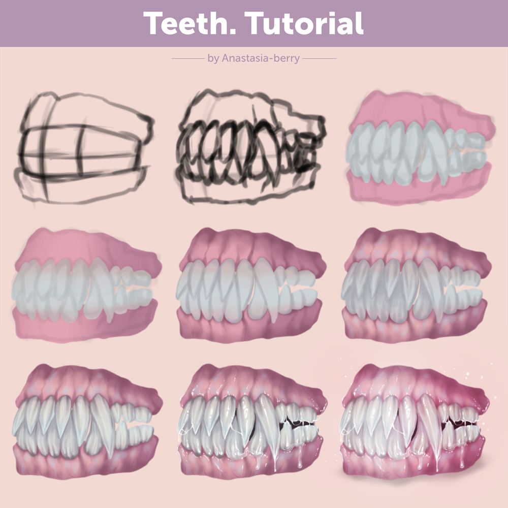 Teeth Drawing Inverted Teeth. Tutorial by Anastasia-berry on DeviantArt