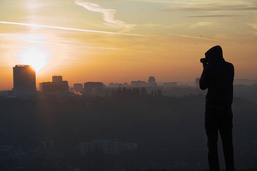 over the city