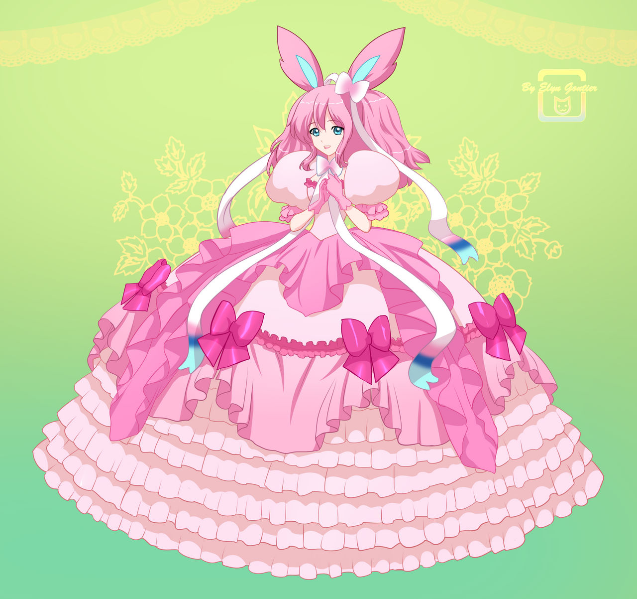 Sylveon girl in a pretty dress (comm.)
