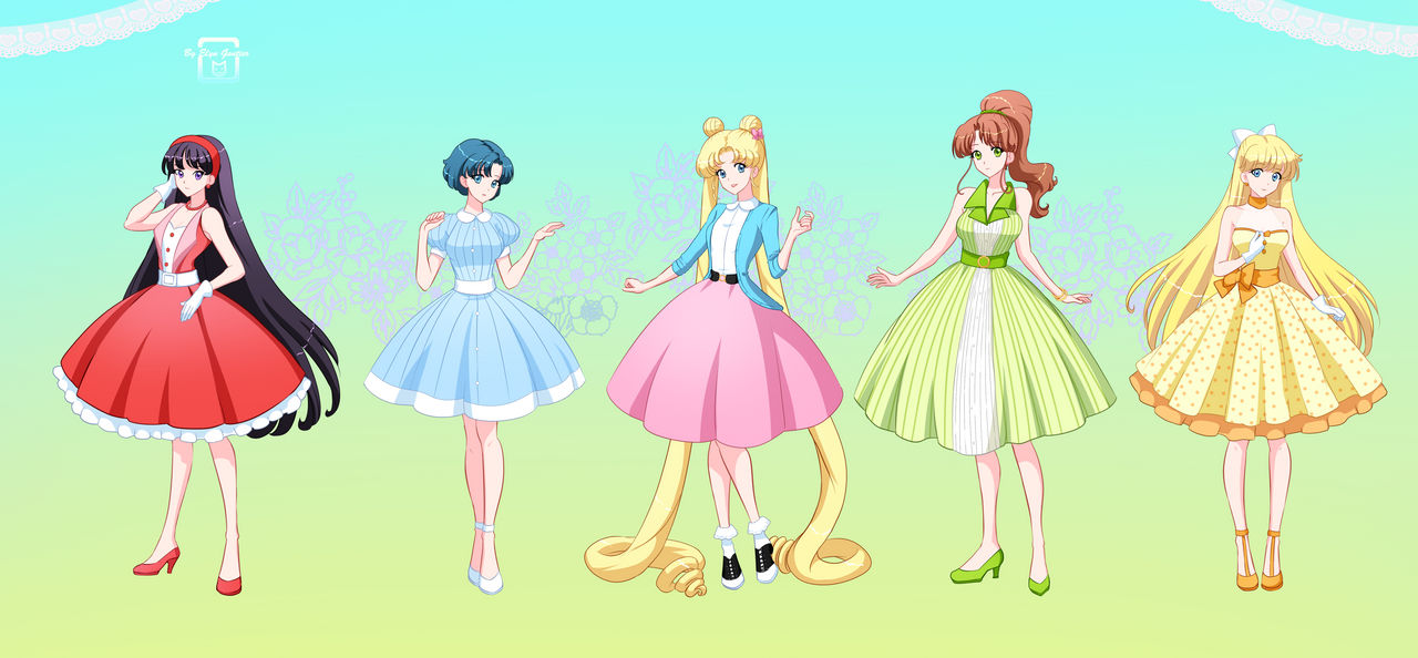 AU versions of the Inner Senshi (comm.)