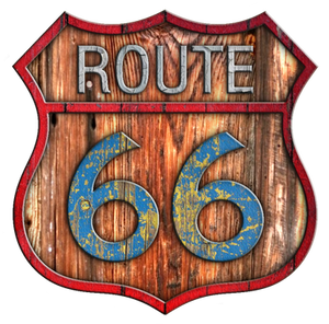 Old Route 66 Painted Wood Sign #1