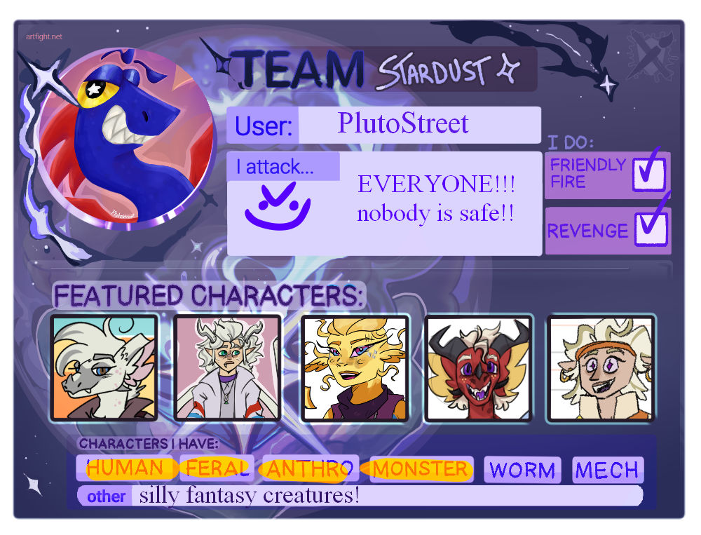 Artfight 2024 Team Stardust by CharlieBGoode on DeviantArt