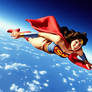 Superwoman in flight 1980s