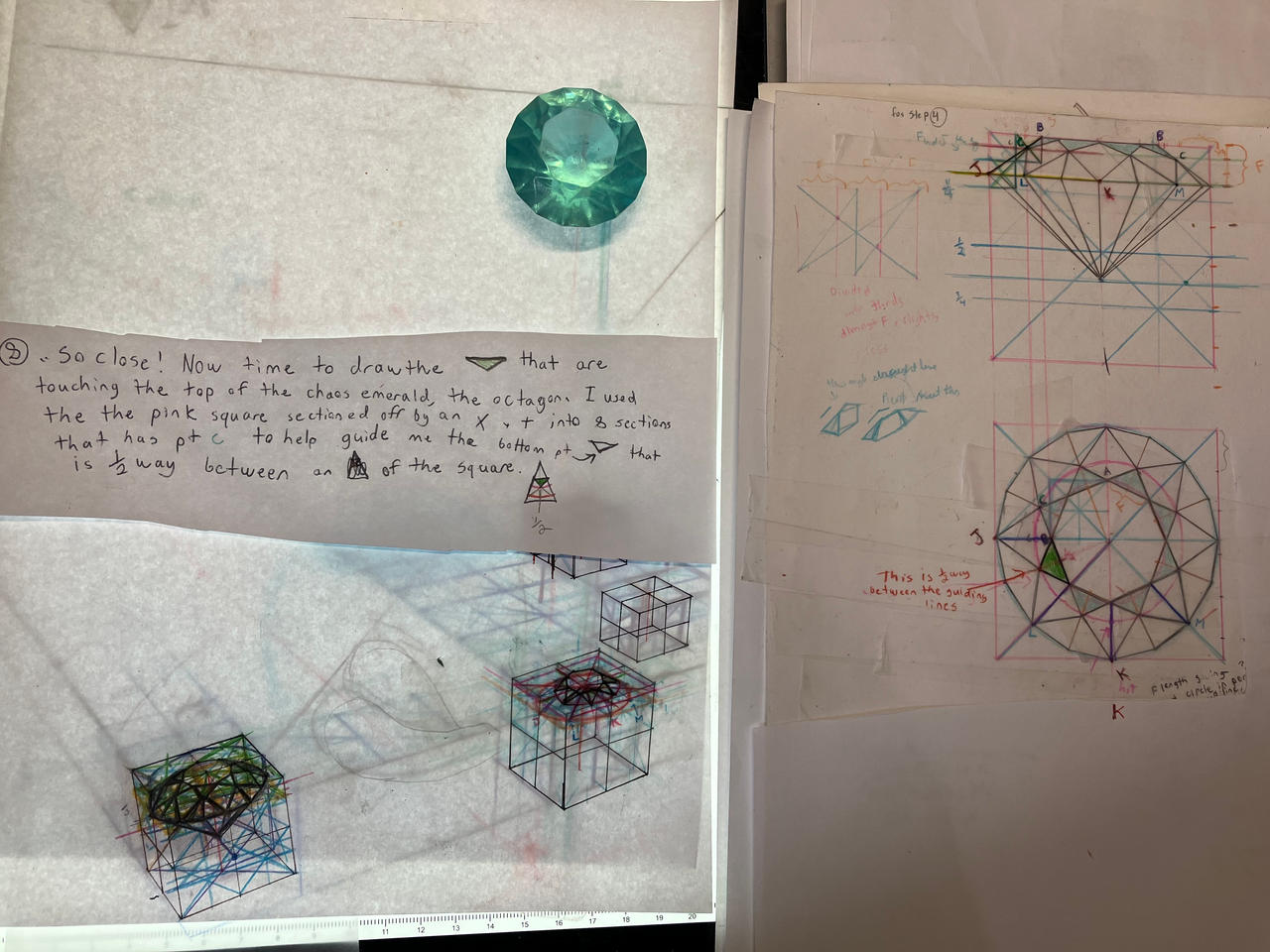 Emerald Drawing Reference STEP 8 of drawing a Chaos Emerald in perspective by WOforlife on DeviantArt