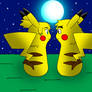 Two Pikachus and the Moon