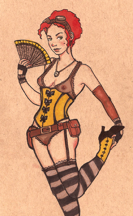 steampunk pin-up sketch