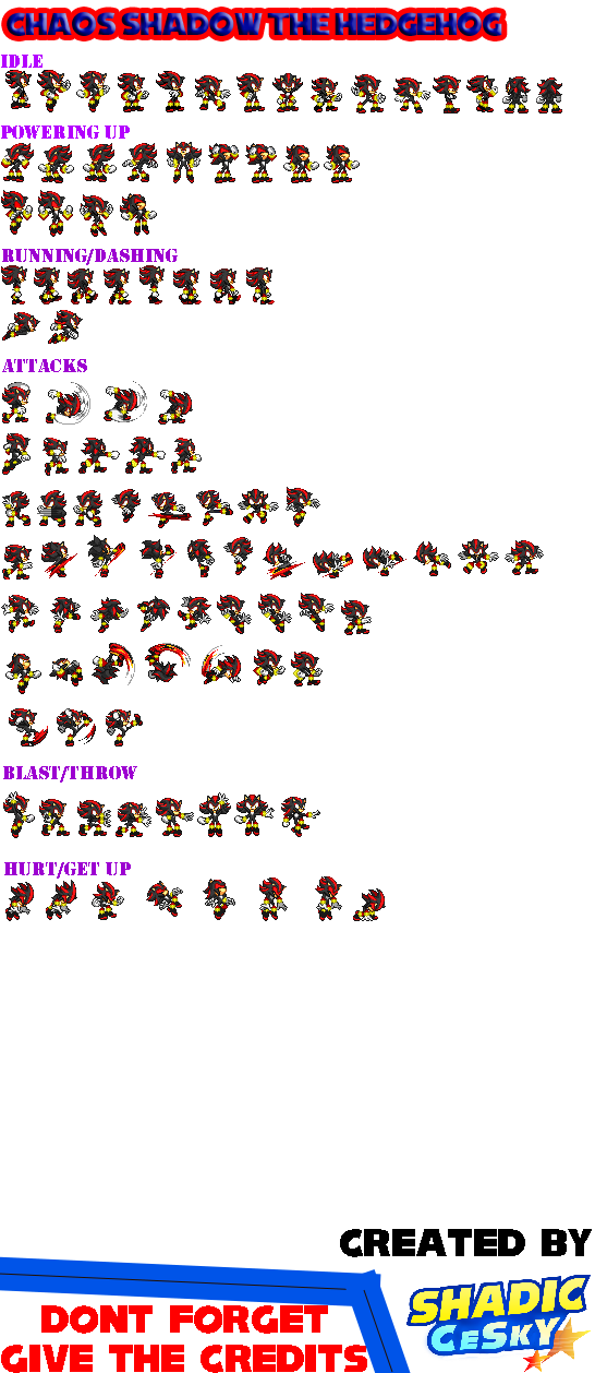 Chaos Shadow the Hedgehog SPRITE SHEET by ShadicCZ by ShadicCZ on