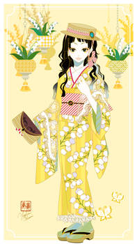 Lily of the valley flower kimono