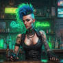 Beautiful cyberpunk girl with spiked mohawk thats 