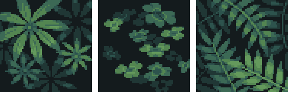 A gif of pixelated plants