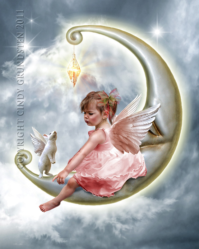 Little Angel Sitting On Moon Greeting Stock Vector (Royalty Free)  1490459630 | Shutterstock