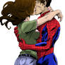Spiderman kissing Kitty