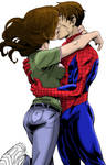 Spiderman kissing Kitty