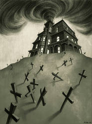 Haunted House bw by LenkaSimeckova