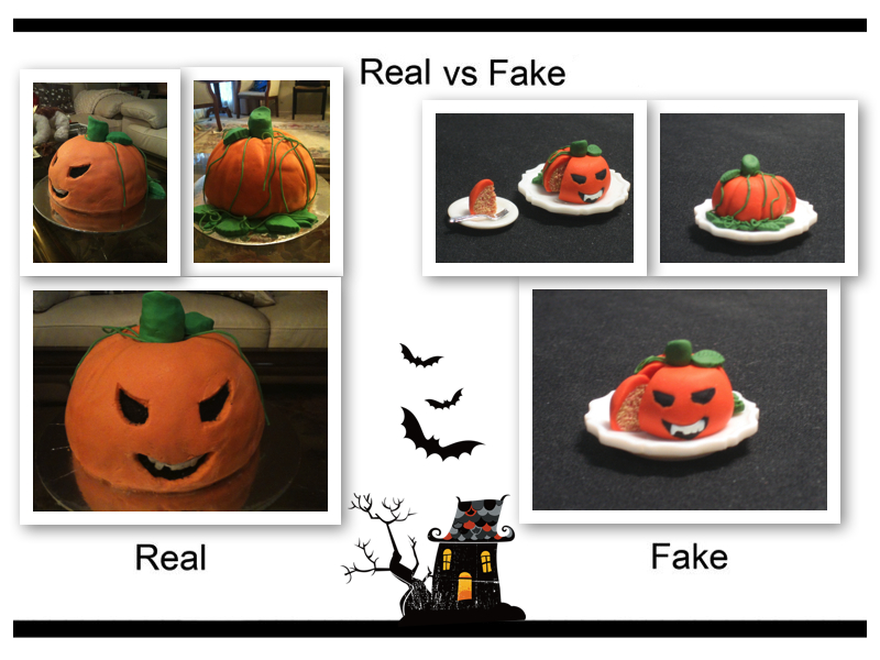 Grinning Pumpkin Cake Real vs Fake