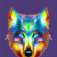 DreamUp Creation Rainbow Wolf.