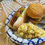Hamburger and hotdog.