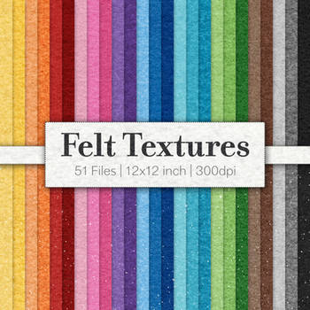 Colorful Felt Texture Set, 51 Digital Papers
