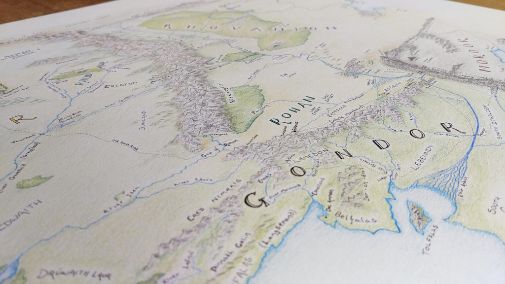 Hand drawn map of Middle Earth - Gondor and Rohan by ...