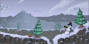 Snow scene pixel art