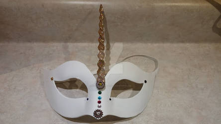 White and Gold Custom Unicorn Mask