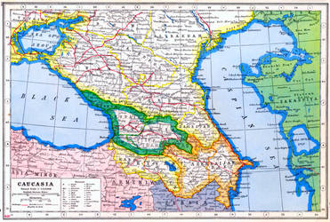 Map of Caucasia (Armenia, Azerbaijan, and Georgia)