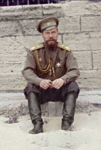 Tsar Nicholas II on the beach at Eupatoria, Crimea