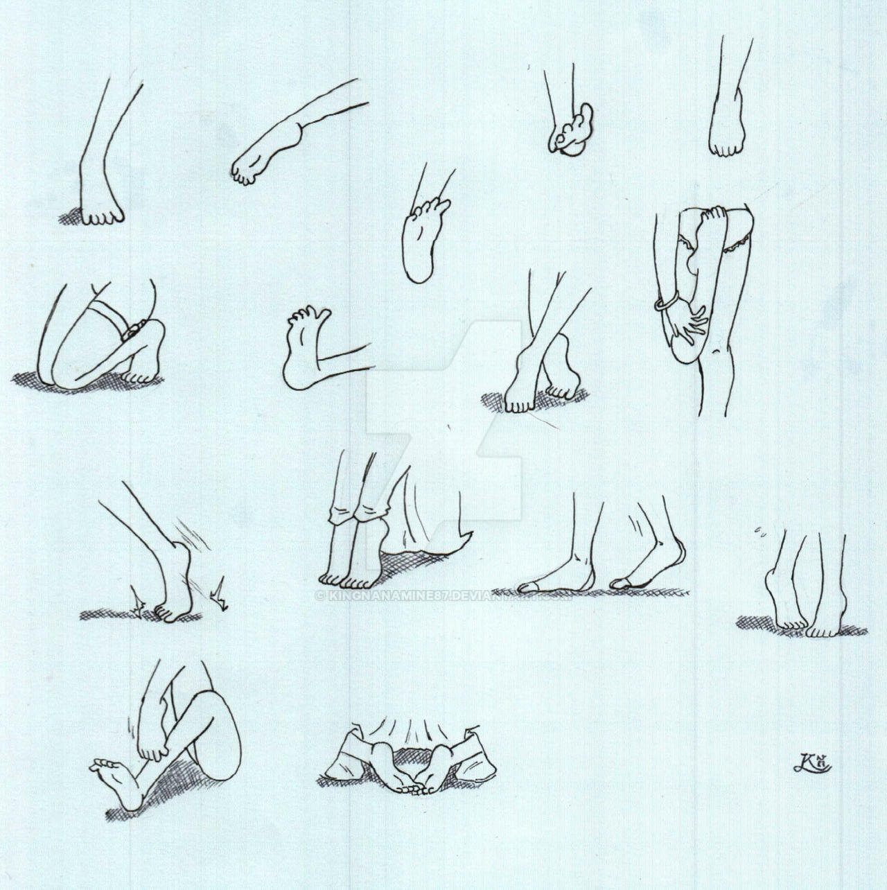 Feet poses references by KingNanamine87 on DeviantArt