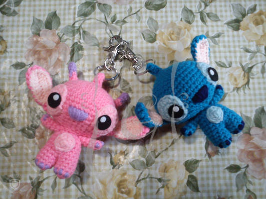 Stitch and Angel Keychain