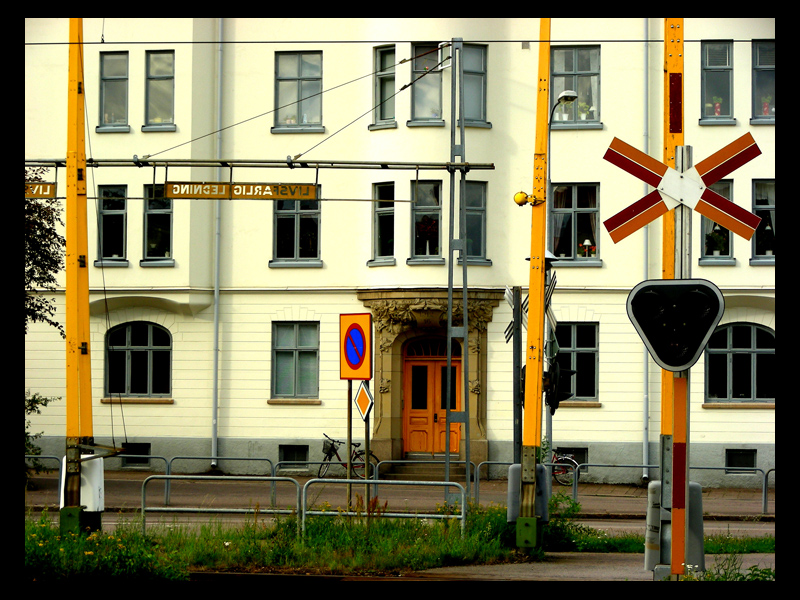 Yellow train crossing soon