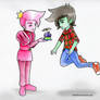 Prince Gumball, Marshall Lee, and a cupcake