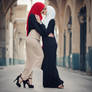 Woman hijab love women hijab kissing high heels, b