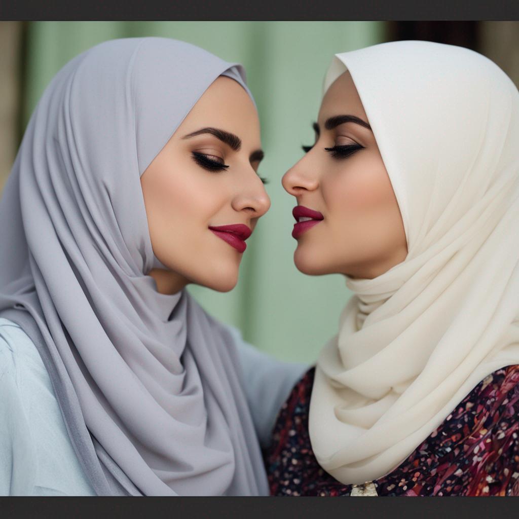 Hijab women kiss lesbain