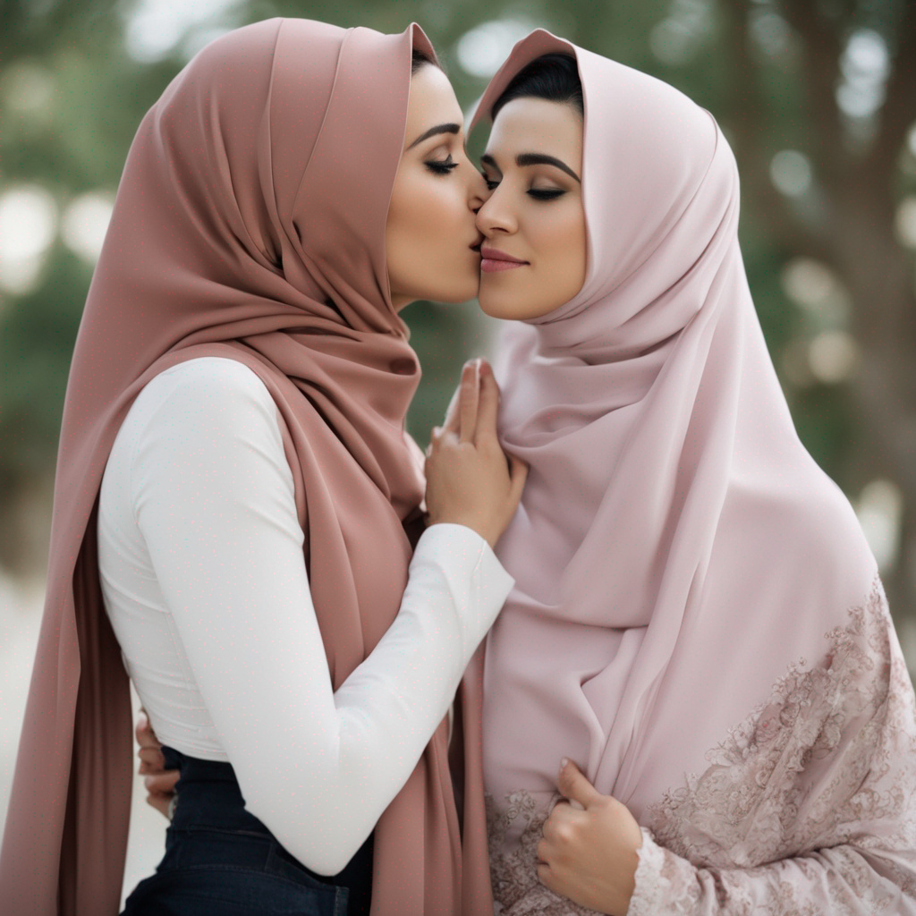 Sexy Hijab Lesbian Kiss
