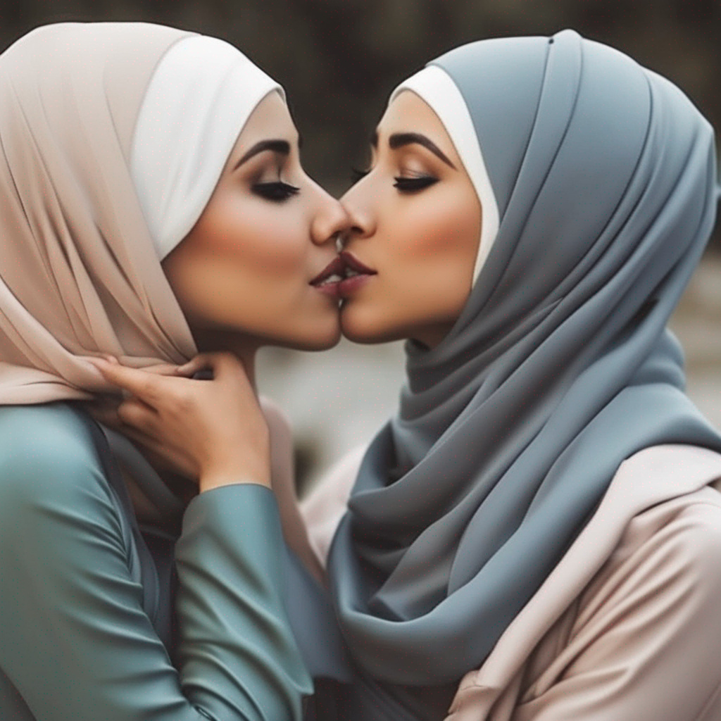 Sexy Hijab Lesbian Kiss