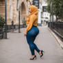 Curvy Muslim Lady in Jeans high heel one curvy wom