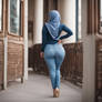 Curvy Muslim Lady in Jeans high heel one curvy wom