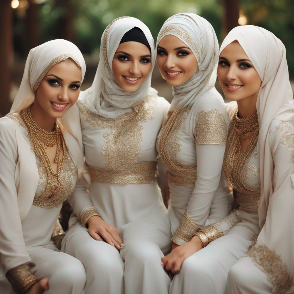 Traditional harem full of beautiful sexy Muslim wo
