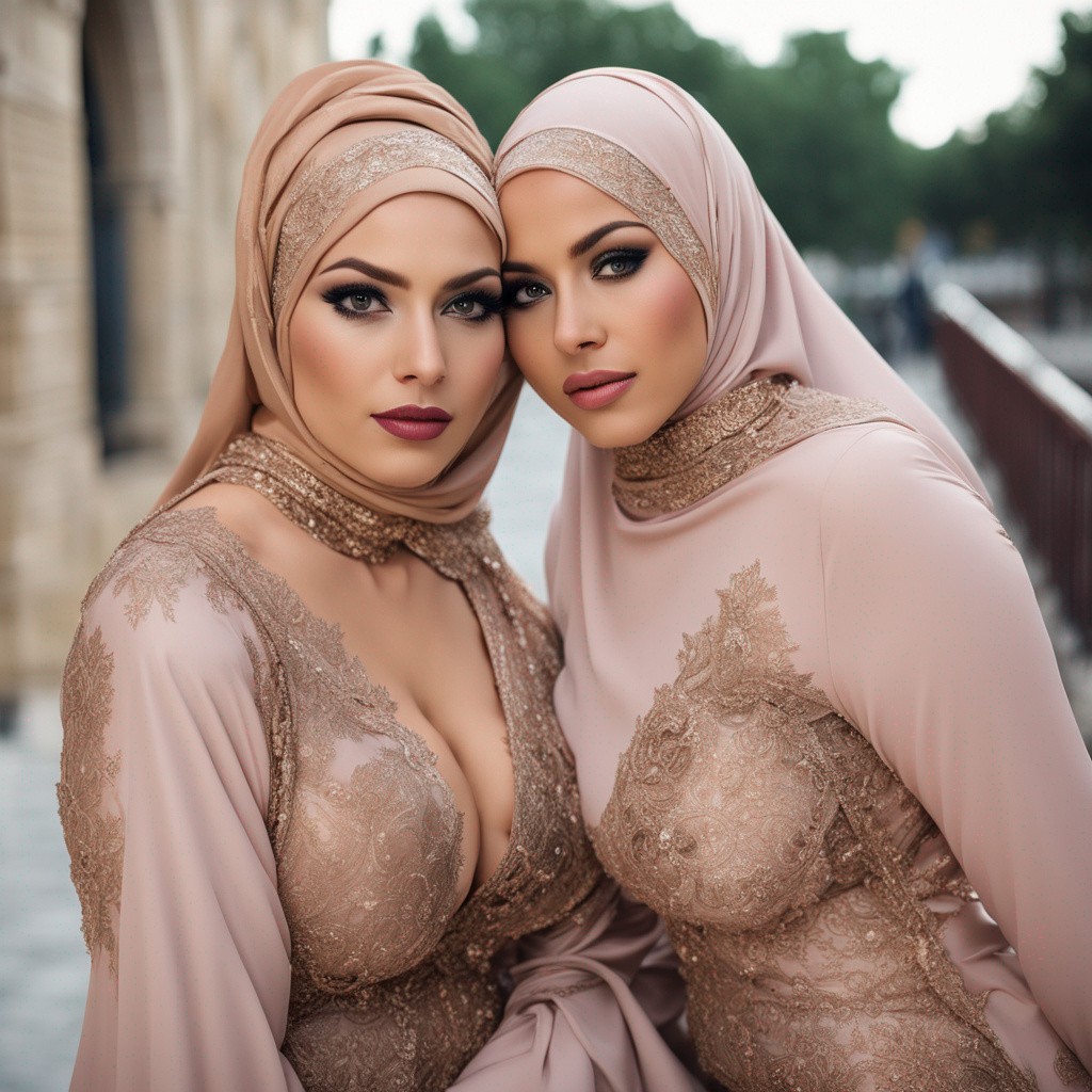 Two ladiea love and kiss Hijab muslim deep Kiaainh