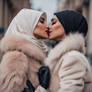 hijab ladies with fur jacket and gloves KISS TOGET