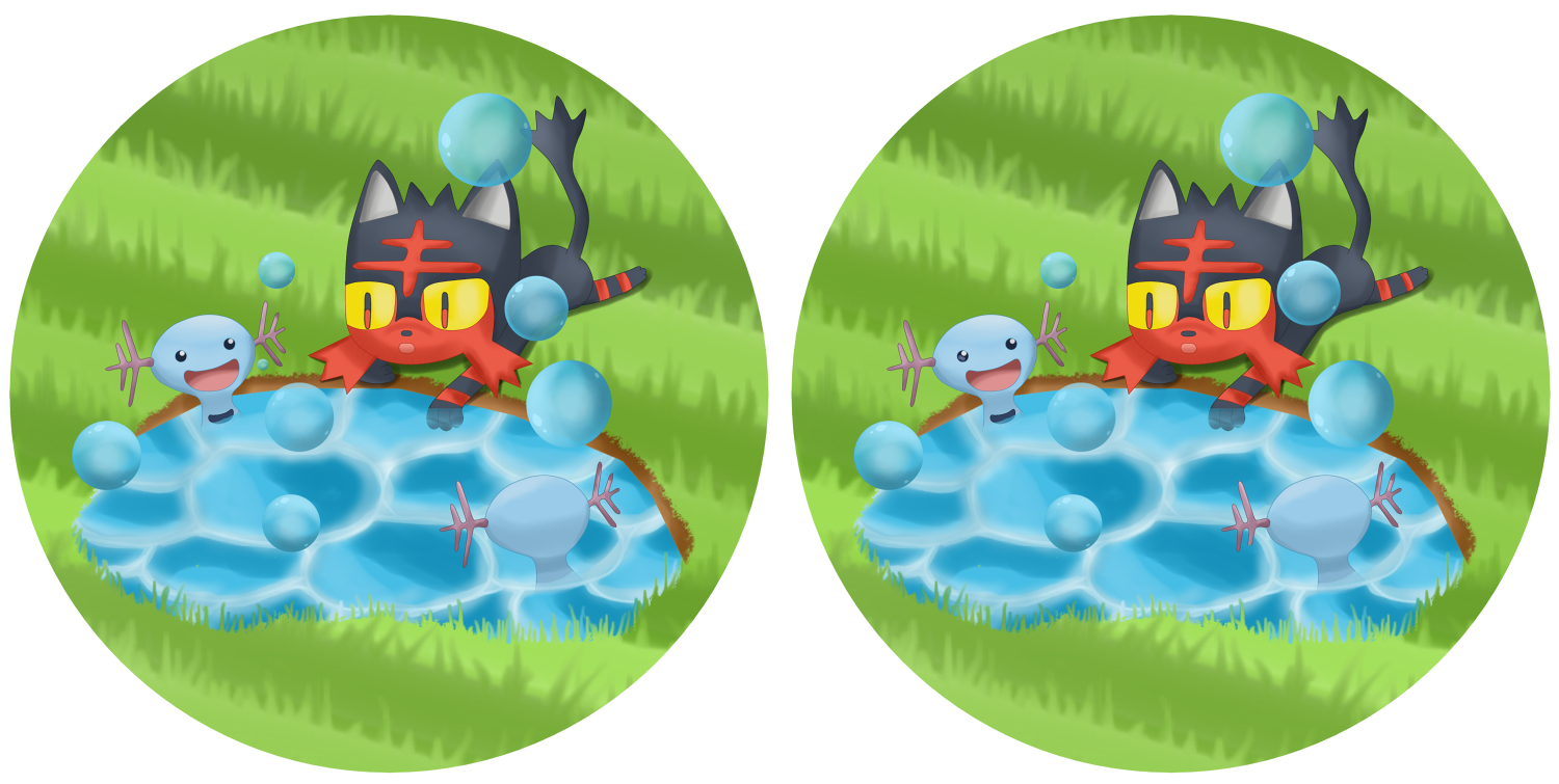 Spot the difference: Litten Playing with Woopers