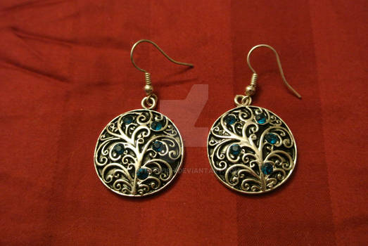 Filigree silver/blue earrings
